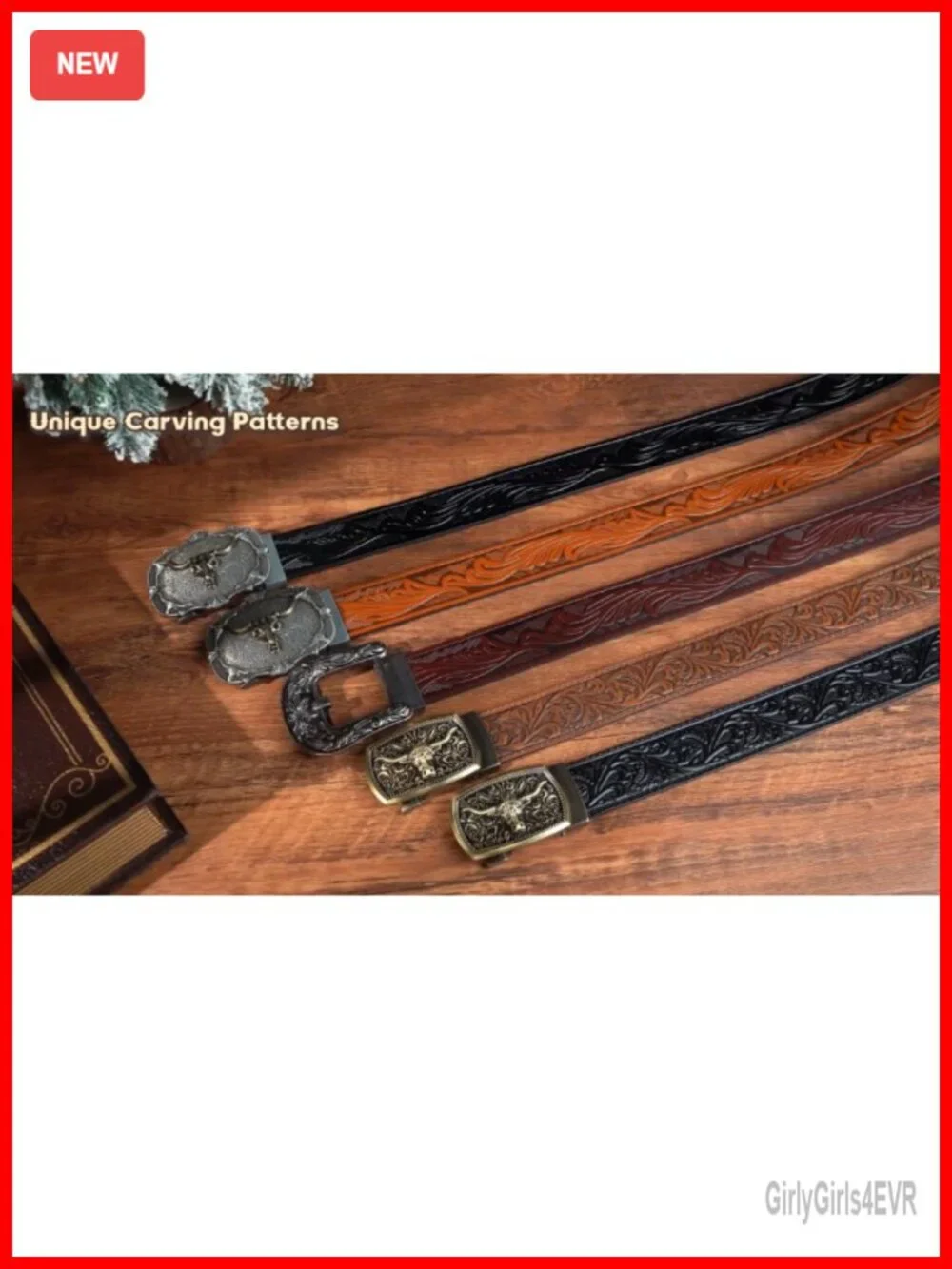 Mens Ratchet Western Leather Belt Cowboy Automatic Buckle